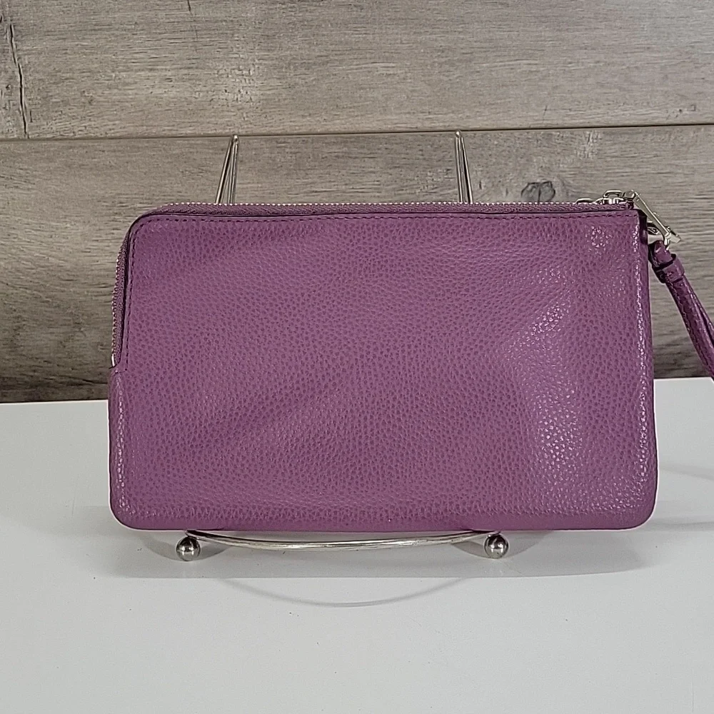 Coach Purple Pebble Leather Wristlet Clutch Bag F87587
